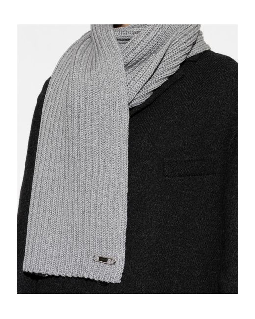 Givenchy Gray Logo Safety-Pin Knitted Scarf for men