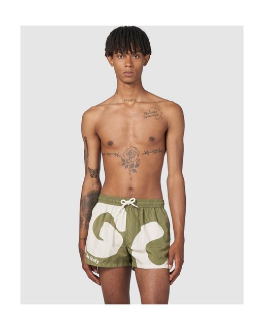 Gcds Green Logo-Print Swim Shorts for men