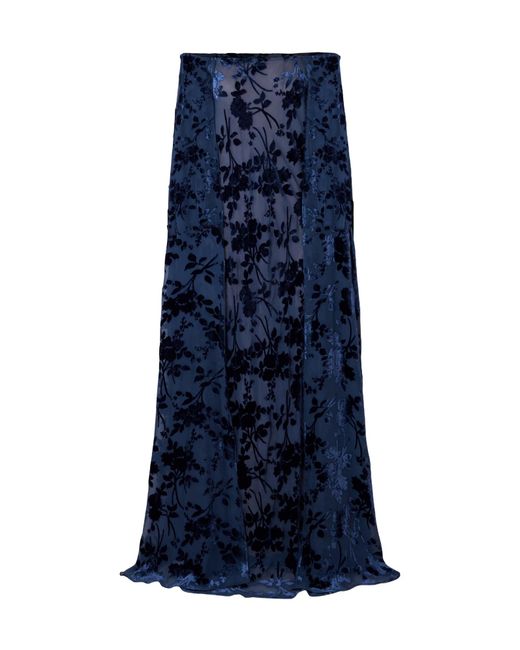Rodarte Blue Cape-Effect Devoré-Velvet Gown