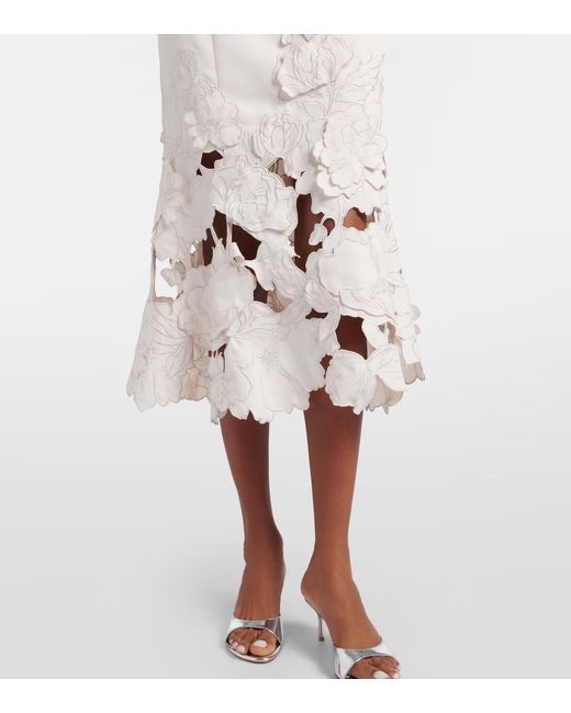 Leo White Floral-Appliqué Midi Dress