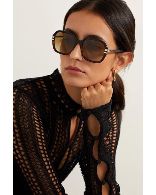 Chloé Metallic Chloé Eyewear Rectangle Frame Sunglasses