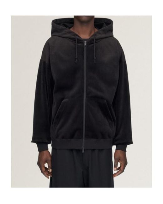 Y-3 Black Velvet Corduroy Zipper Hoodie for men