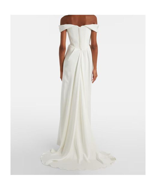 Vivienne Westwood White Bridal Mabel Draped Off-Shoulder Silk Gown