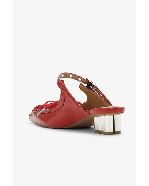 Ganni Red Lace-Up Mules