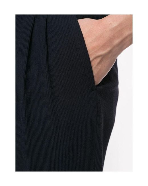 Giorgio Armani Blue High-Waisted Ribbed Trousers for men