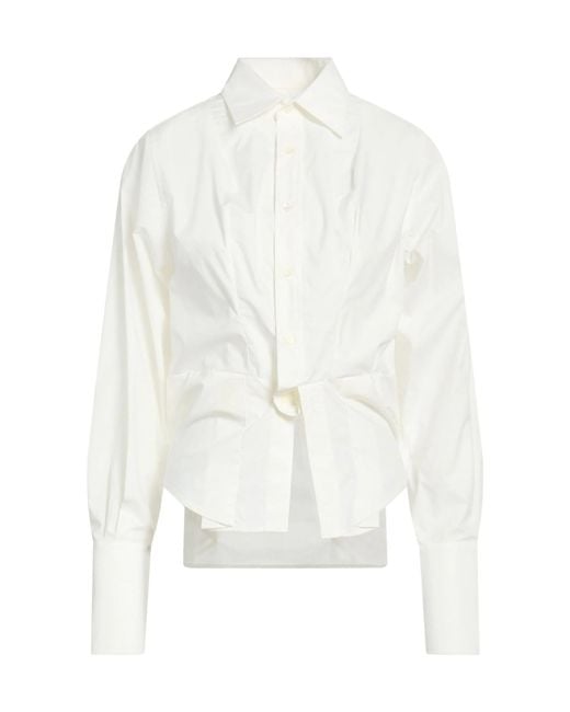 MM6 by Maison Margiela White Solid Colour Shirts
