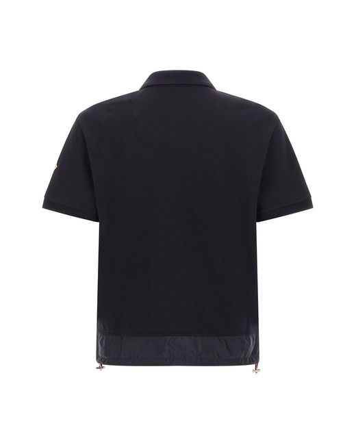 Moncler Blue Quater-Zip Short-Sleeve Polo Shirt for men