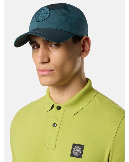 Stone Island Blue Logo Embroidered Curved Peak Baseball Cap for men
