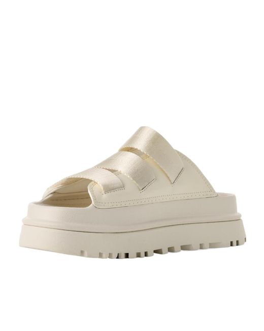 Ugg Natural Goldenglow Logo Embossed Slides