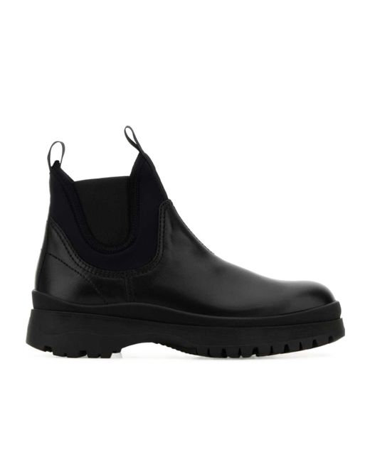 Prada Black Leather And Stretch Fabric Brixxen Boots for men