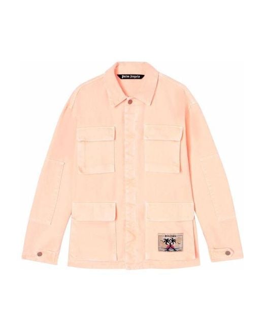 Palm Angels Pink Oversized Denim Workwear Jacket for men