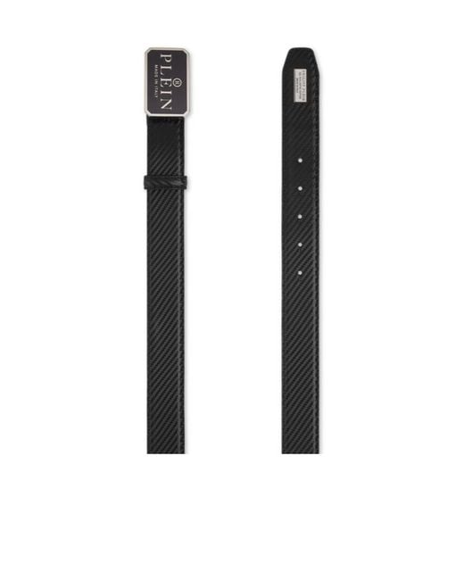 Philipp Plein White Logo-Plaque Textured Belt for men