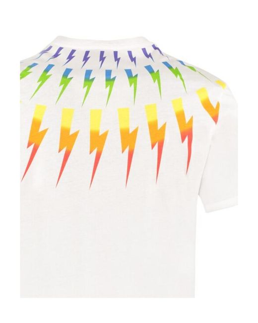 Neil Barrett White Lightning Printed T-Shirt for men