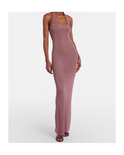AYA MUSE Pink Knitted Sequined Dress