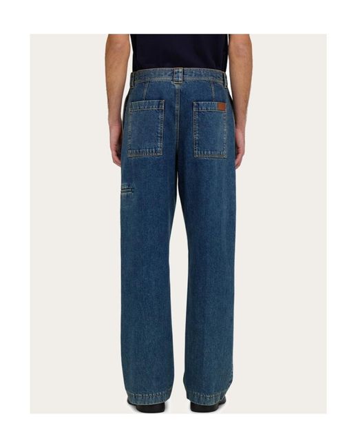 Ferragamo Blue Ferragamo Straight-Leg Workwear Jeans for men
