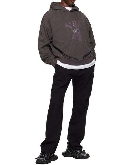 we11done Gray Logo-Print Cotton Hoodie for men