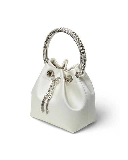 Jimmy Choo White Bon Bon Bucket Bag