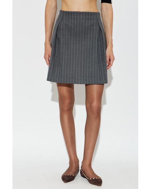 Valentino Gray Striped Skirt