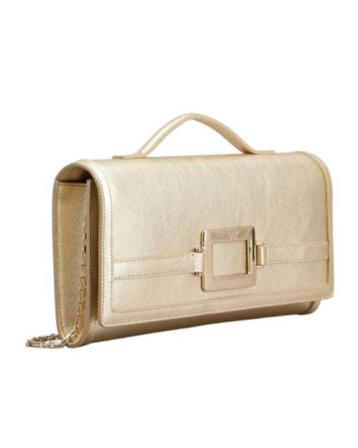Roger Vivier Natural Belle Vivier Chain Clutch Bag