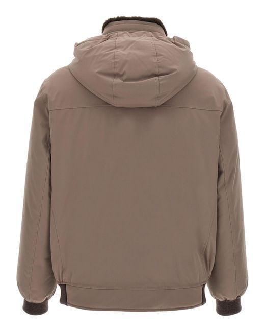 Brunello Cucinelli Brown Sherling Neck Bomber Jacket for men