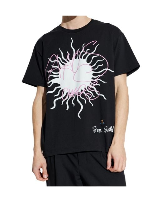 Vivienne Westwood Black Orb Embroidered T-Shirt for men