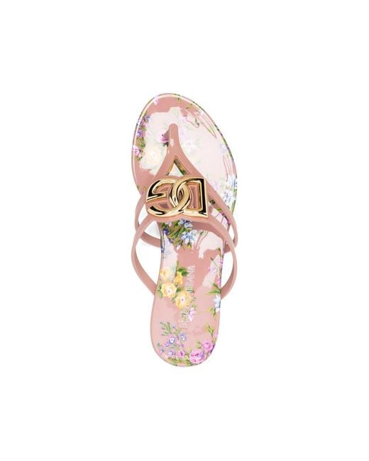 Dolce & Gabbana Multicolor Logo Thong Flip-Flops Slides