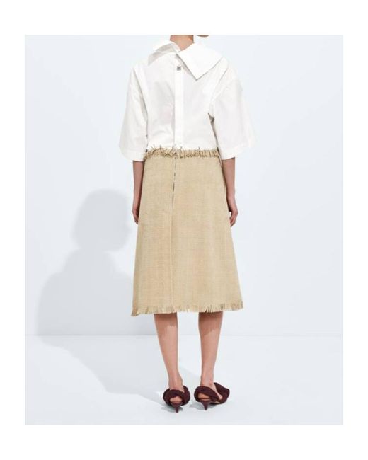 Bottega Veneta Natural Mini Intreccio Suede Leather Skirt