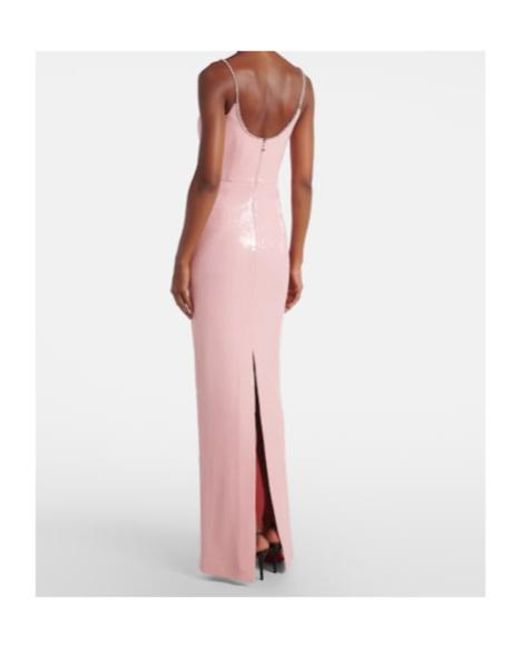 Rebecca Vallance Pink Lena Bow-Detail Sequined Gown