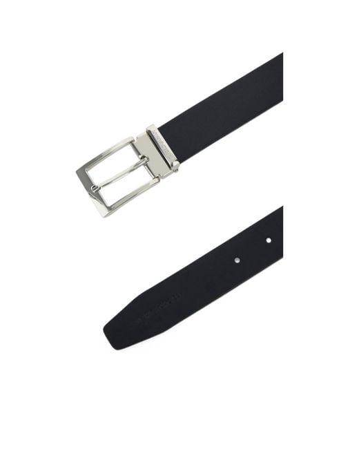 Emporio Armani White Smooth Leather Tongue Belt With A Rectangular Metal Buckle for men