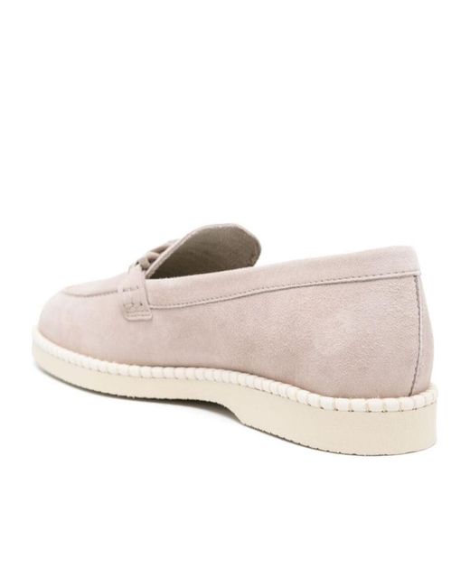 Hogan White Logo-Plaque Suede Loafers