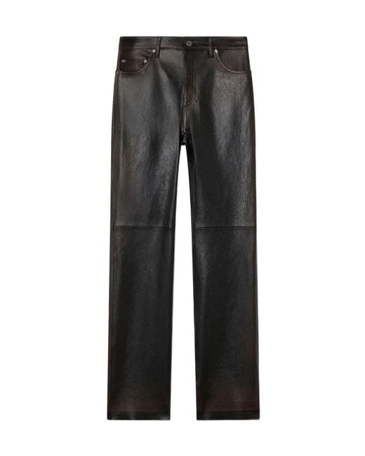 Golden Goose Deluxe Brand Gray Straight-Leg Leather Pants