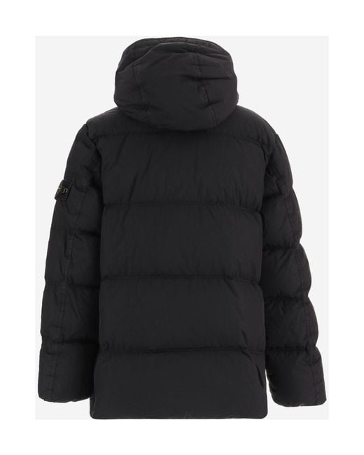 Stone Island Black Compass-Patch Hooded Jacket