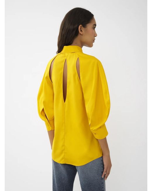 Chloé Yellow Open-Shoulder Silk Blouse