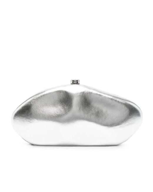 Cult Gaia Gray Caldera Sculpted Clutch Bag