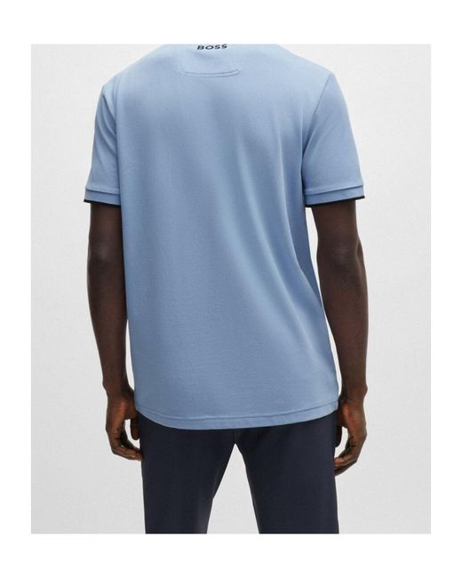 Boss Blue Boss Logo Embroidered Short-Sleeved Polo Shirt for men