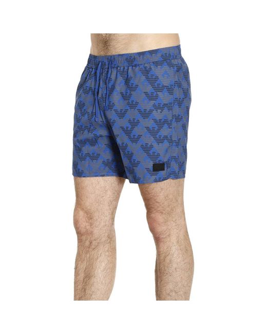EA7 Blue Logo Detail Shorts for men