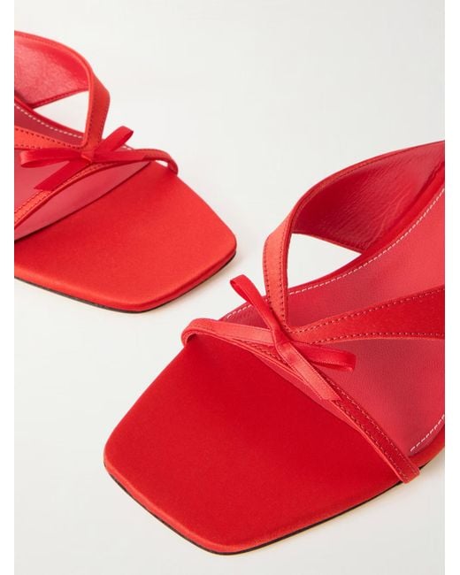 Totême Red Bow-Decorated Satin High-Heeled Sandals
