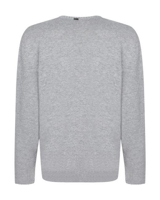 Herno Gray Cable-Knit Crewneck Jumper for men
