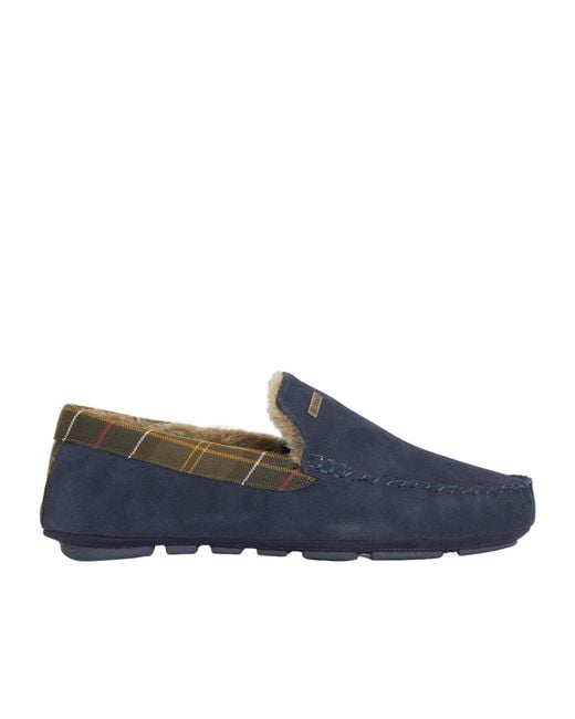 Barbour Blue Plaid Slippers for men
