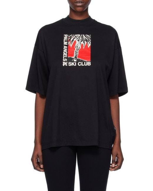 Palm Angels Black Graphic Printed Crewneck T-Shirt
