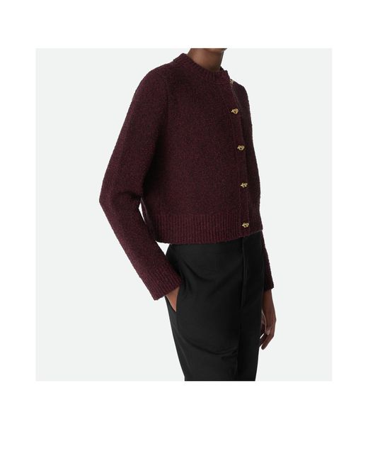 Bottega Veneta Purple Wool Boucl Cardigan