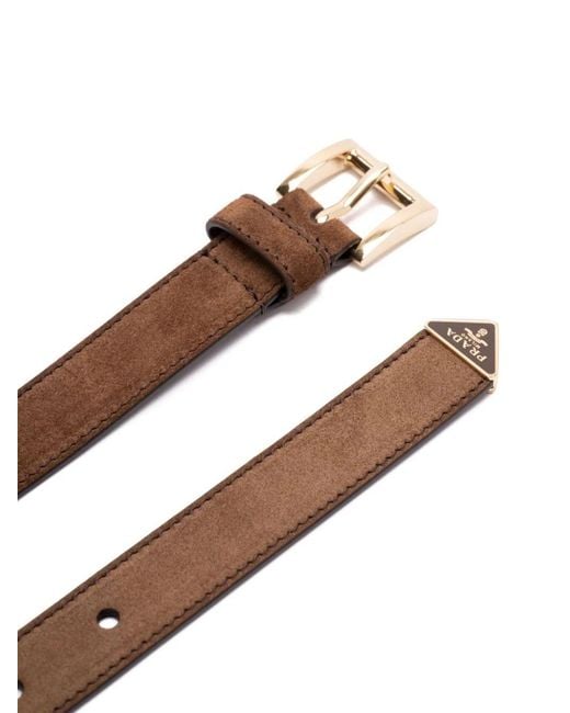 Prada White Logo Plaque Buckle Belt