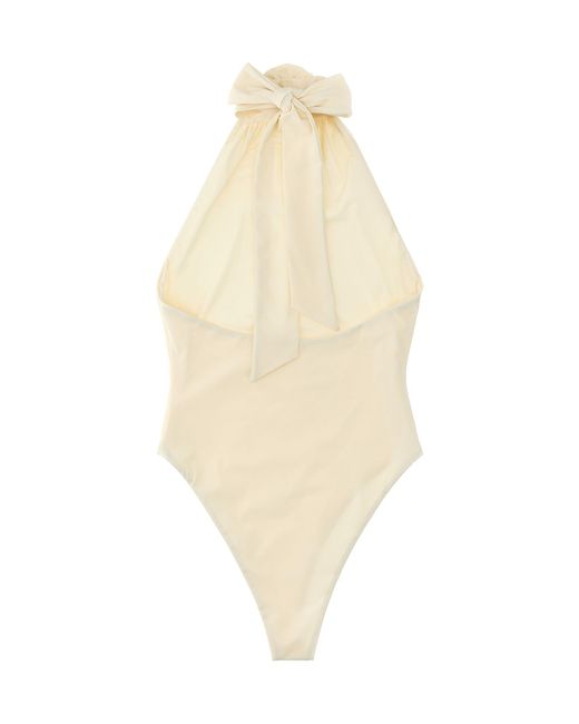 Magda Butrym White Hollow-Out Neck Swimsuit