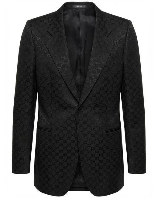 Gucci Black Gg Cotton Viscose Formal Jacket for men