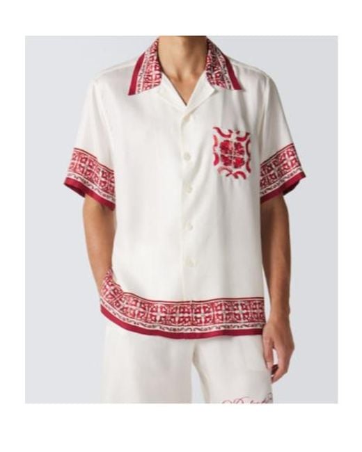 Dolce & Gabbana Red Majolica Silk Jacquard Shirt for men
