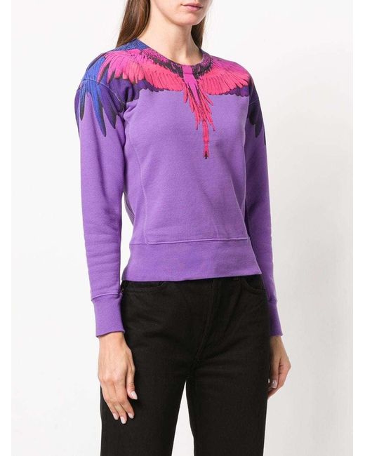Marcelo Burlon Purple Bird Feather Flying Wing Printed Pullover