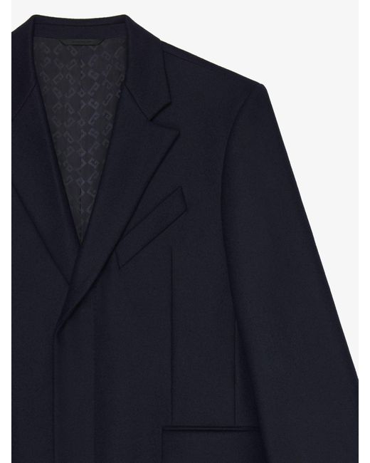 Givenchy Blue Fitted Long Coat for men