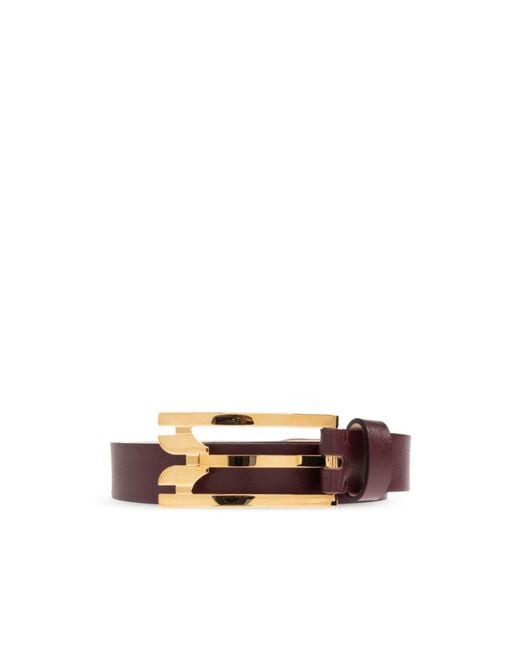 Victoria Beckham White Buckle-Detail Leather Belt