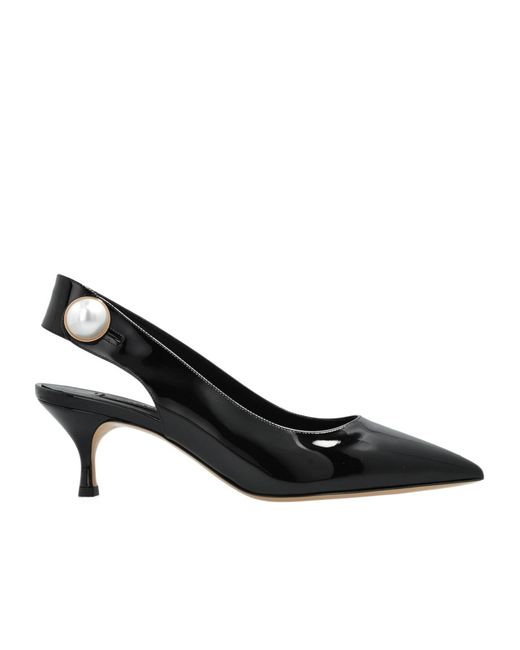 Casadei Black Pearl Embellished Slingback Pumps