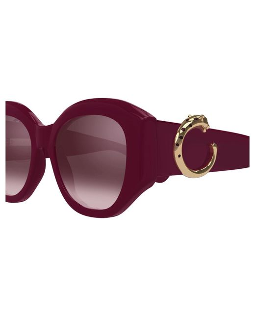 Cartier Purple Panthere Square Frame Sunglasses